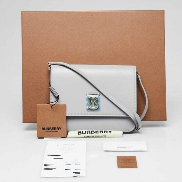 Burberry Heather Melange Smooth Leather Mini TB Shoulder Bag - Picture 11 of 11